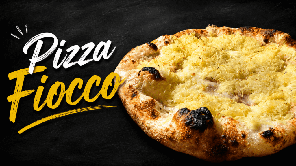 Pizza Fiocco casera con base de tomate, queso fundido y toppings tradicionales